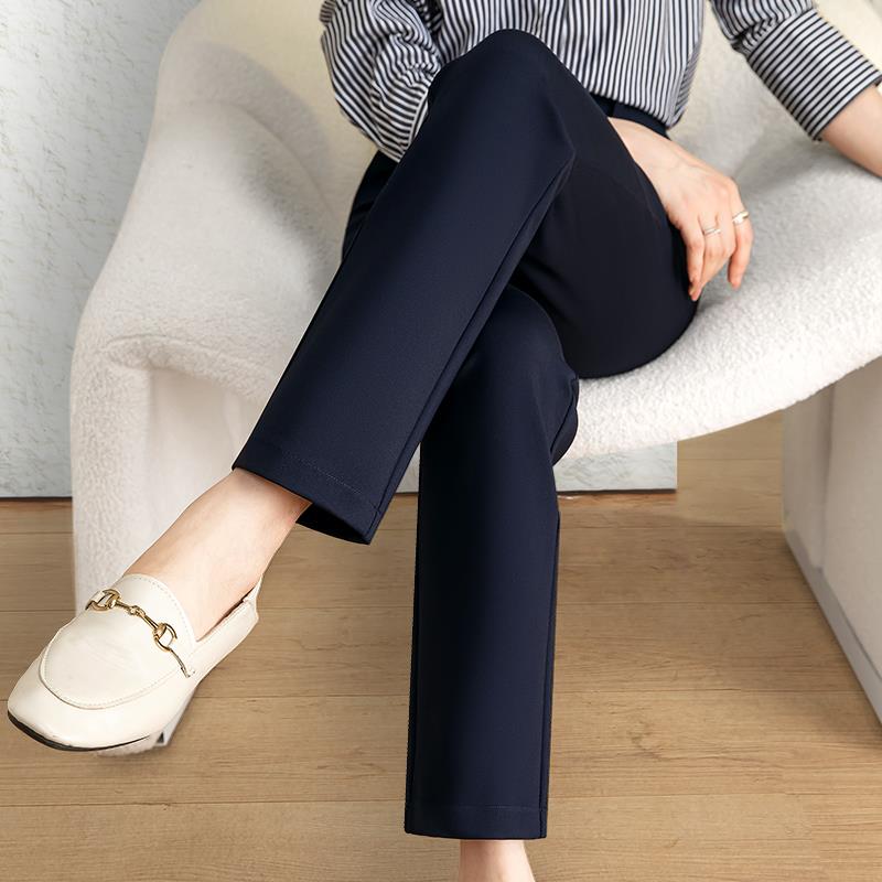 雅思诚法棍裤女春秋季2025新款直筒裤子九分大码烟管西裤西装裤春