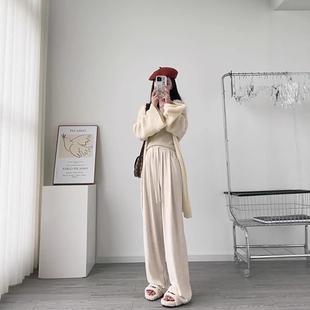 高腰垂感小个子慵懒软糯春秋阔腿裤 深灰色糯米裤 女春秋冬2025新款