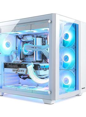 S980龙风全侧透白31840色4海景房360水冷机箱卷式机台箱支090显卡