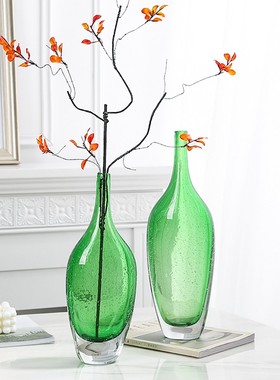 现代简约轻奢花瓶插花摆件玻璃工艺装饰品酒店客厅玄关样板房