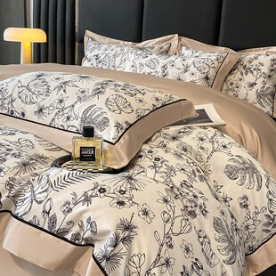 法式轻奢全棉四件套纯棉田园花卉被套床单床笠复T古风碎花床上用