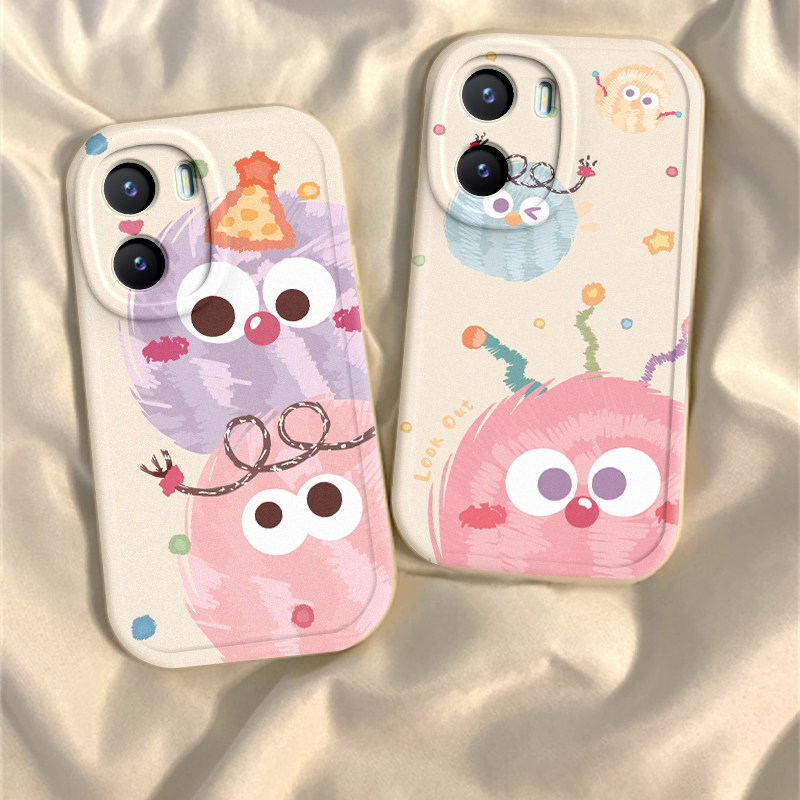 彩色煤球vivoy35手机壳新款y200Y100i可爱y53s硅胶套vovoy52s全包y31s标准版防摔y33s男y32t卡通y30g潮y11女+