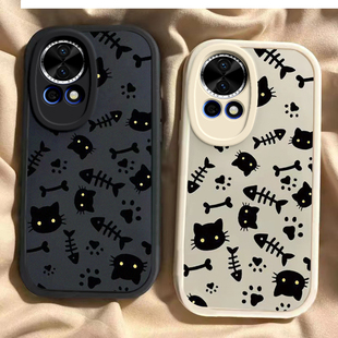 猫咪鱼骨华为nova12pro手机壳11SE新款Nova10por可爱Hinove9硅胶novo87防摔n0va6男女nava5ipr0潮4e全包3情侣