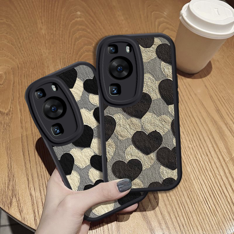 适用于华为P60手机壳油画爱心P60Pro可爱男女保护套p60art硅胶网红新款ART卡通防摔全包p6opr0超薄情侣软壳潮