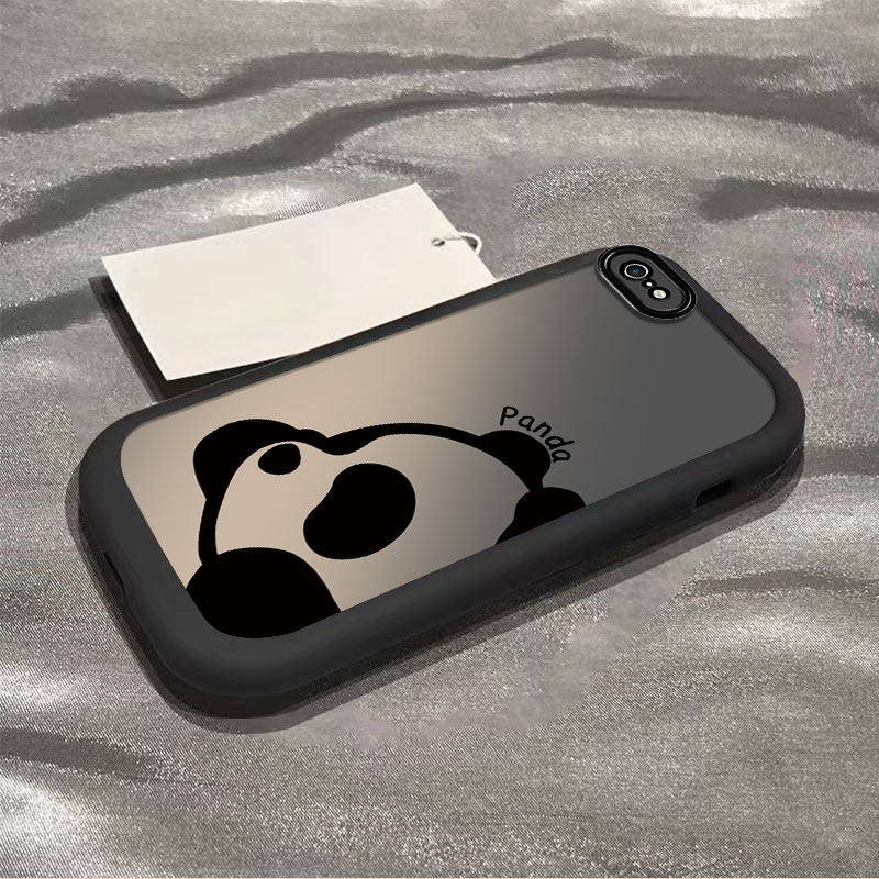 趴地熊猫苹果6s/7/8plus手机壳新款iPhoneXSmax泡芙壳XR防摔5SE软硅胶11pro全包12/13可爱i14P潮ip15男女情侣