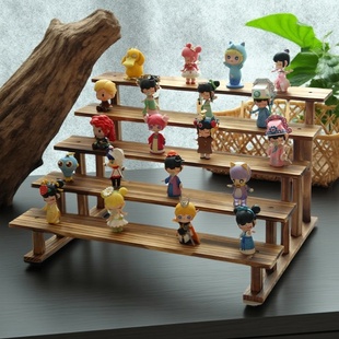 纯实木复古展示架桌面收纳架子手办玩具盲盒玩偶绿植阶梯多肉花架
