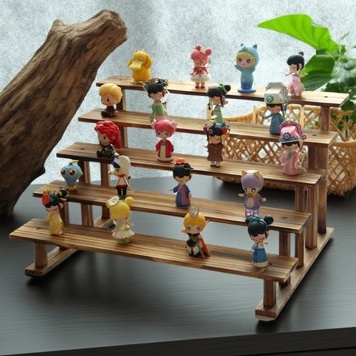 纯实木复古展示架桌面收纳架子手办玩具盲盒玩偶绿植阶梯多肉花架