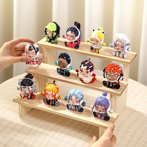 展示架小摆件玩偶手办实木架子家用木质泡泡玛特盲盒公仔收纳梯形