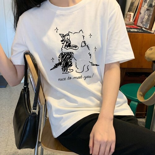超火高街甜酷风黑色ins短袖t恤女