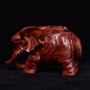 定制小叶紫檀木雕大象摆件血檀富贵象手把件纯手工文玩红木雕刻工