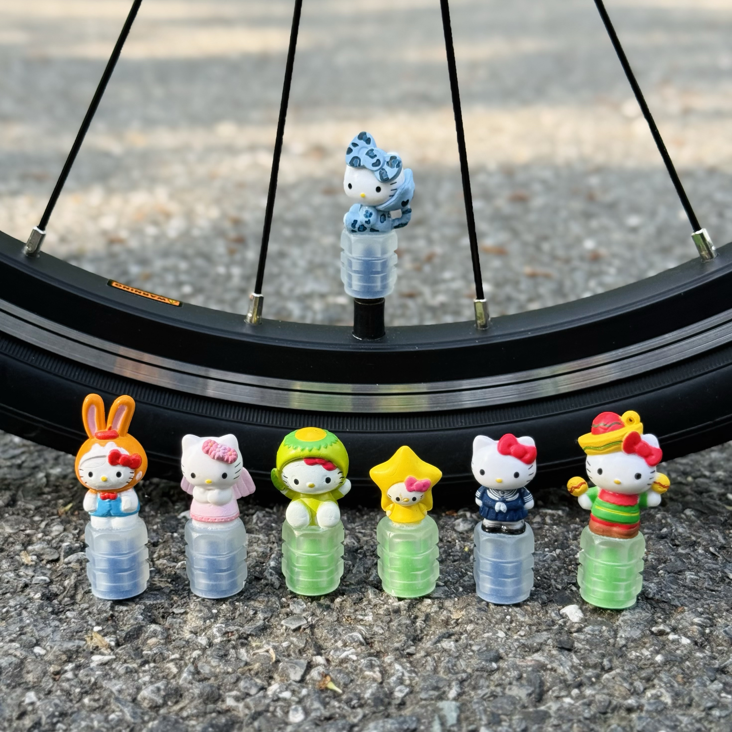 可爱夜荧光Kitty气嘴帽自行车配件山地车气门芯盖折叠公路车装饰