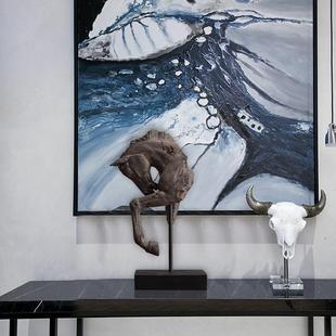 饰品树脂摆件客厅玄关书房摆设 仿古将军马头摆饰家居软装 美式 风格