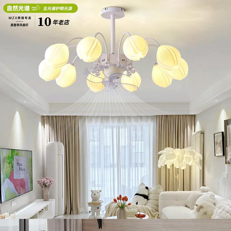 吊灯奶油风客厅风扇灯吊扇灯卧室餐厅吸顶灯全屋灯具组合新款套餐