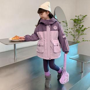 女童外套秋冬薄棉二棉夹棉网红炸街2025新款洋气羽绒棉棉服冲锋衣