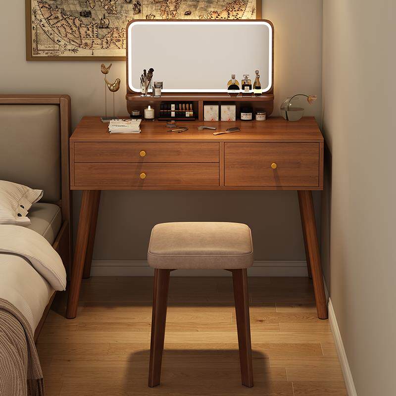 梳妆台家用现代简约卧室小户型专用收纳斗柜一体床头储物化妆桌镜