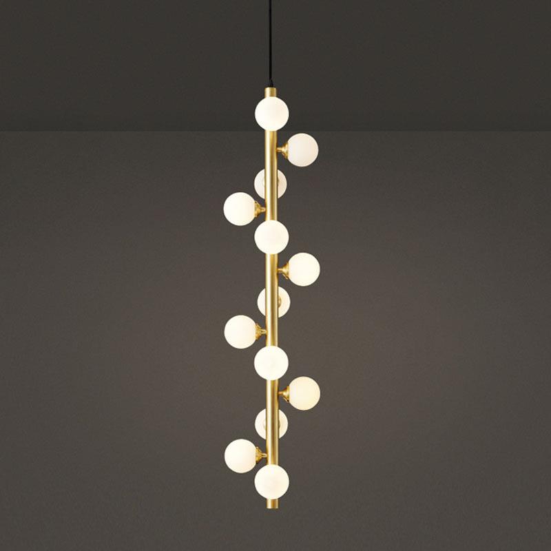 楼梯吊灯复式楼魔豆灯现代轻奢创意极简几何造型别墅旋转楼长吊灯