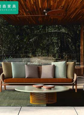 户外沙发露天别墅样板间花园藤编沙发防晒防雨庭院休闲阳台藤椅