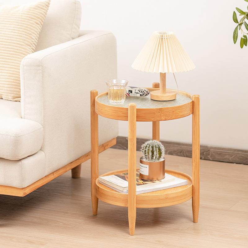 圆形海棠花玻璃边几家用客厅网红沙发小边桌阳台创意置物架小茶几