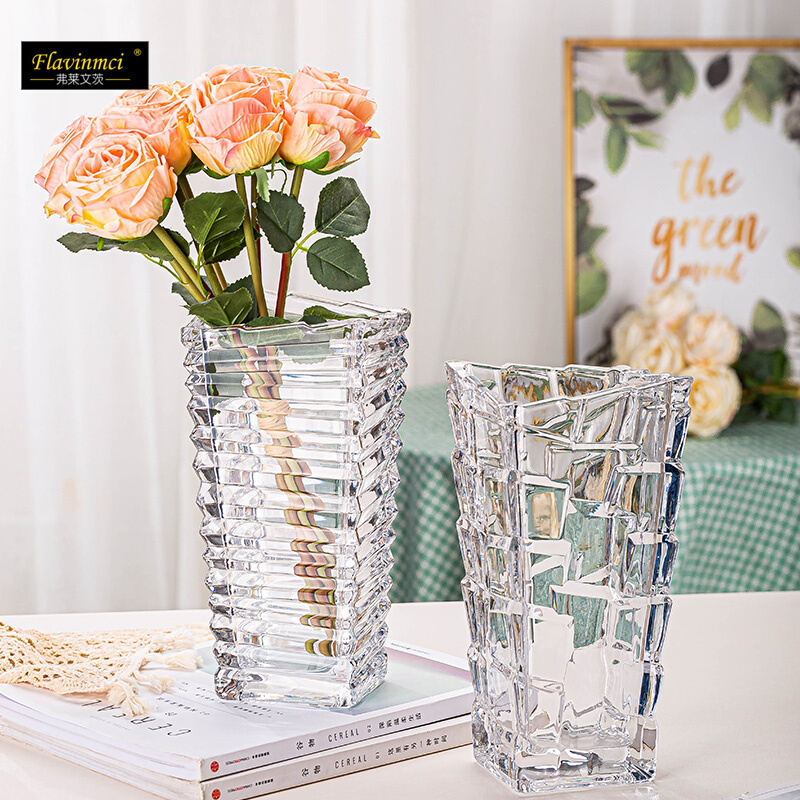 弗莱文茨欧式家居玻璃花瓶透明插花水养富贵竹花瓶客厅插花摆件