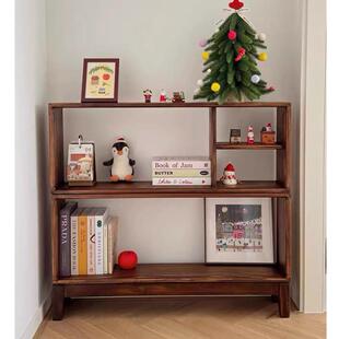 北欧日式黑胡桃色实木书柜自由组合储物收纳书架轻奢矮柜简约设计