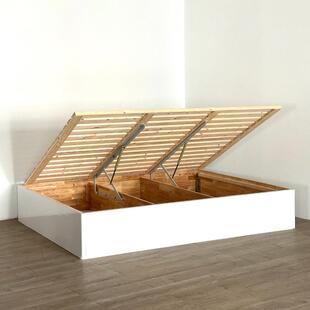 北欧简约实木榻榻米床气压高箱储物床无床头落地小户型收纳地台床