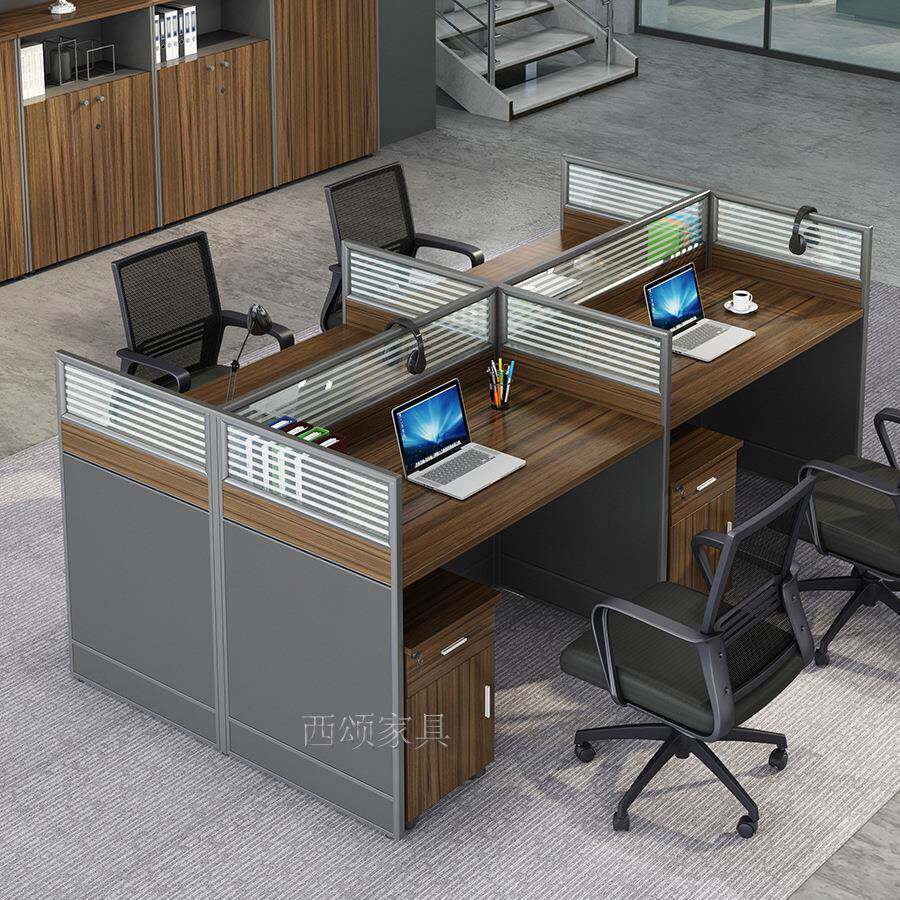 现代办公屏风组合转角员工位隔断两人位职员办公桌卡位H602