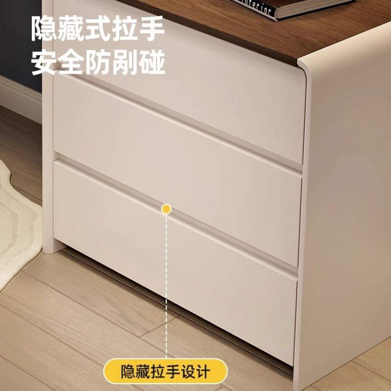X15实木梳妆台高级卧室轻奢极简斗柜一体简约现代2025新款化妆桌