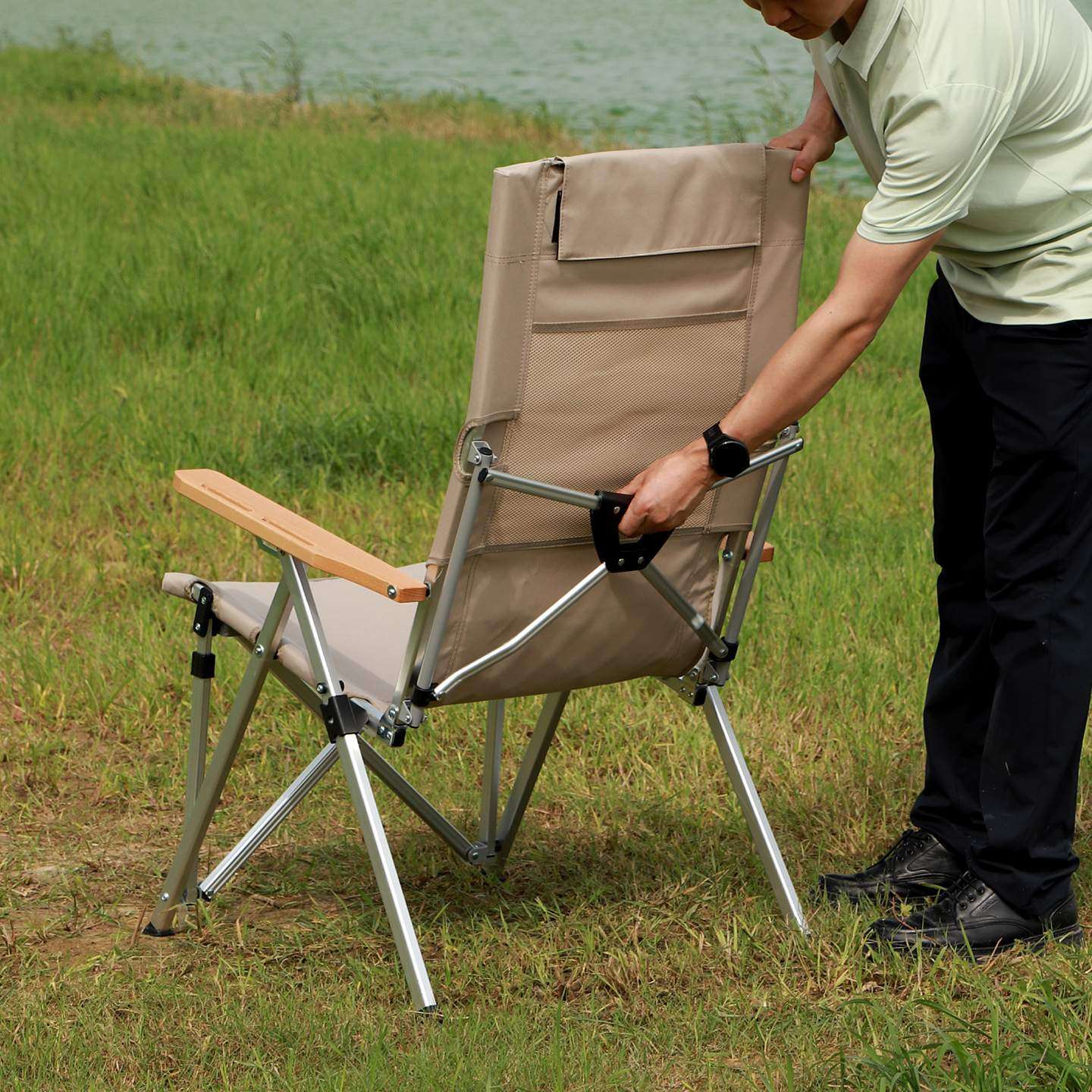 山野布林GuideSeries户外铝合金折叠椅露营休闲庭院四挡可调躺椅