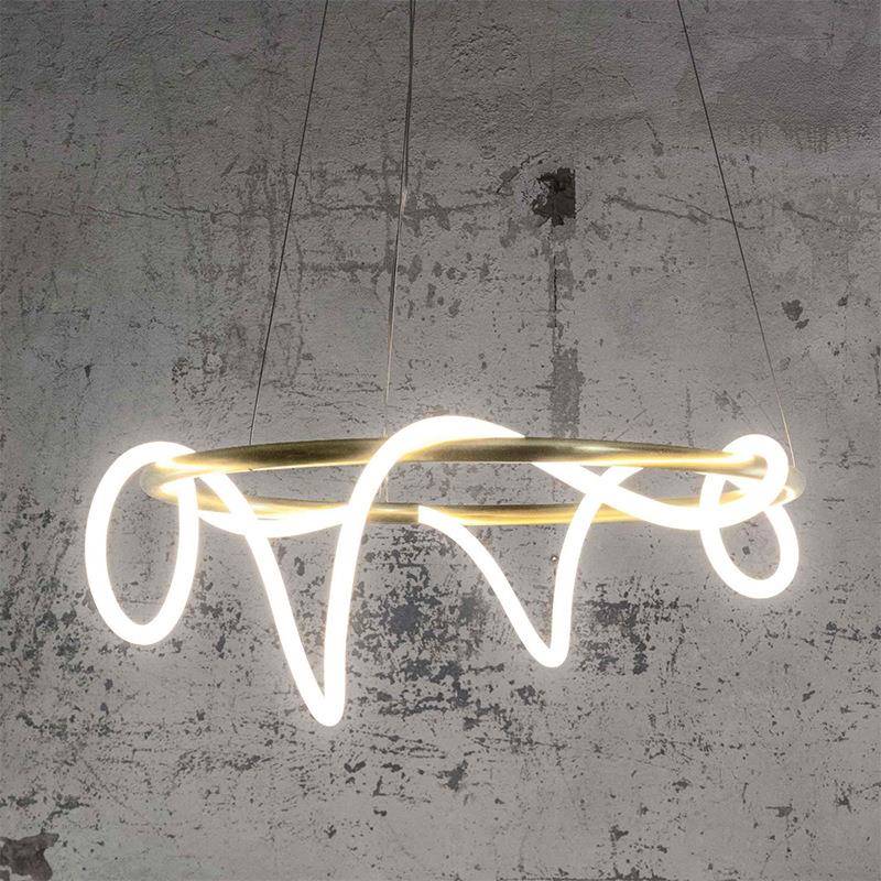 后现代极简线条波浪异形造型吊线灯餐厅客厅工作室设计师软装吊灯