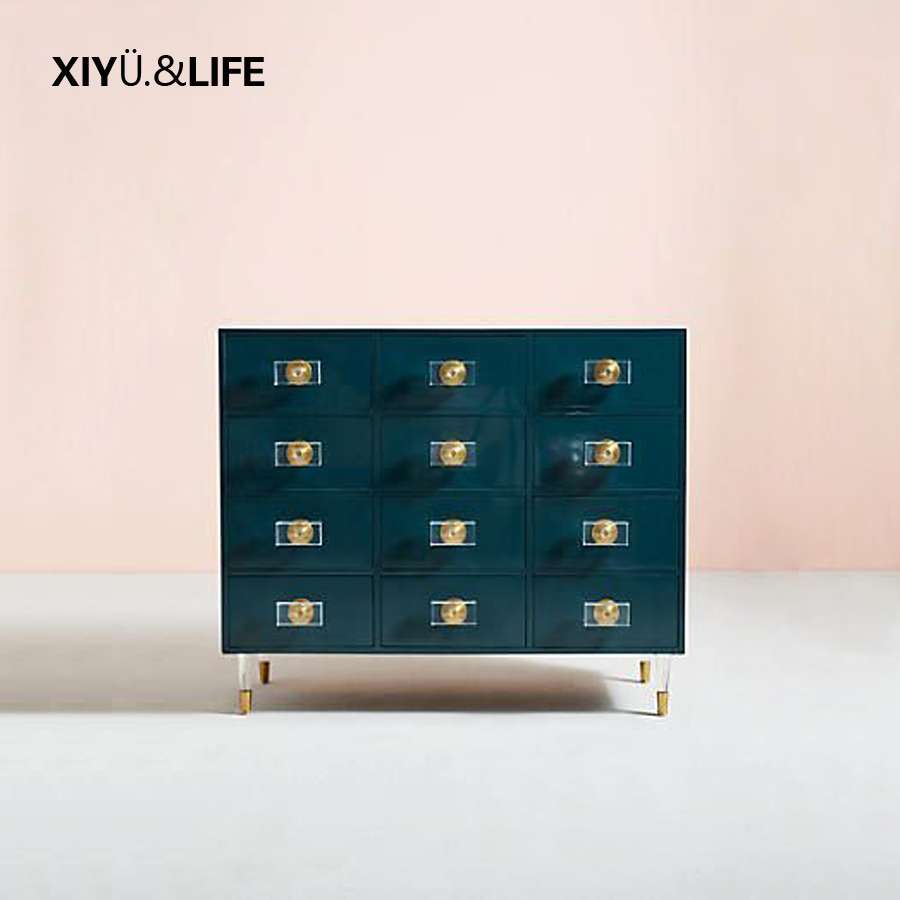 北欧卧室亚克力脚六斗柜新古典复古客餐厅地柜现代简约储物餐