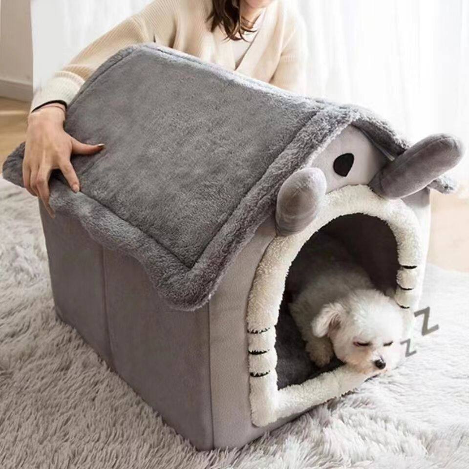 新疆西藏包邮狗窝房子型四季通用小型犬泰迪冬季保暖可拆洗猫窝狗