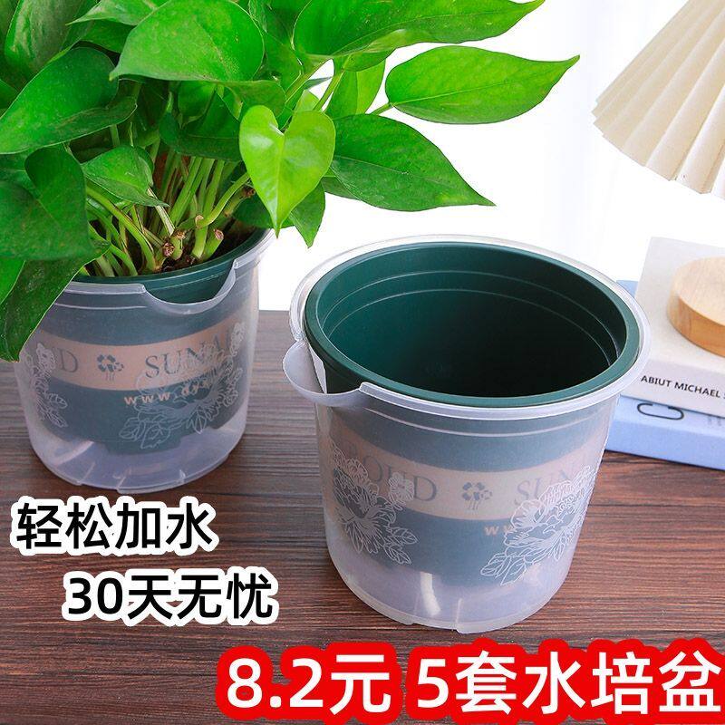 新疆西藏包邮绿萝花盆透明储水懒人自动吸水双层塑料盆栽室内阳台