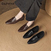 女2026新款 秋季 英伦风小皮鞋 达芙妮棕色乐福鞋 一脚蹬通勤尖头单鞋