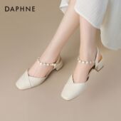 女2026夏季 新款 一字带仙女风高跟鞋 达芙妮包头凉鞋 粗跟后空凉单鞋