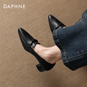 女2026新款 秋季 绝美法式 达芙妮真皮牛皮单鞋 高级感尖头粗跟乐福鞋