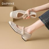 粗跟玛丽珍单鞋 达芙妮编织镂空凉鞋 透气渔网鞋 法式 女2026新款 夏季