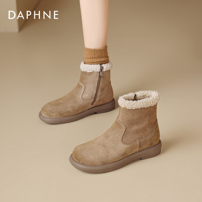 达芙妮雪地靴女加绒加厚勃肯短靴