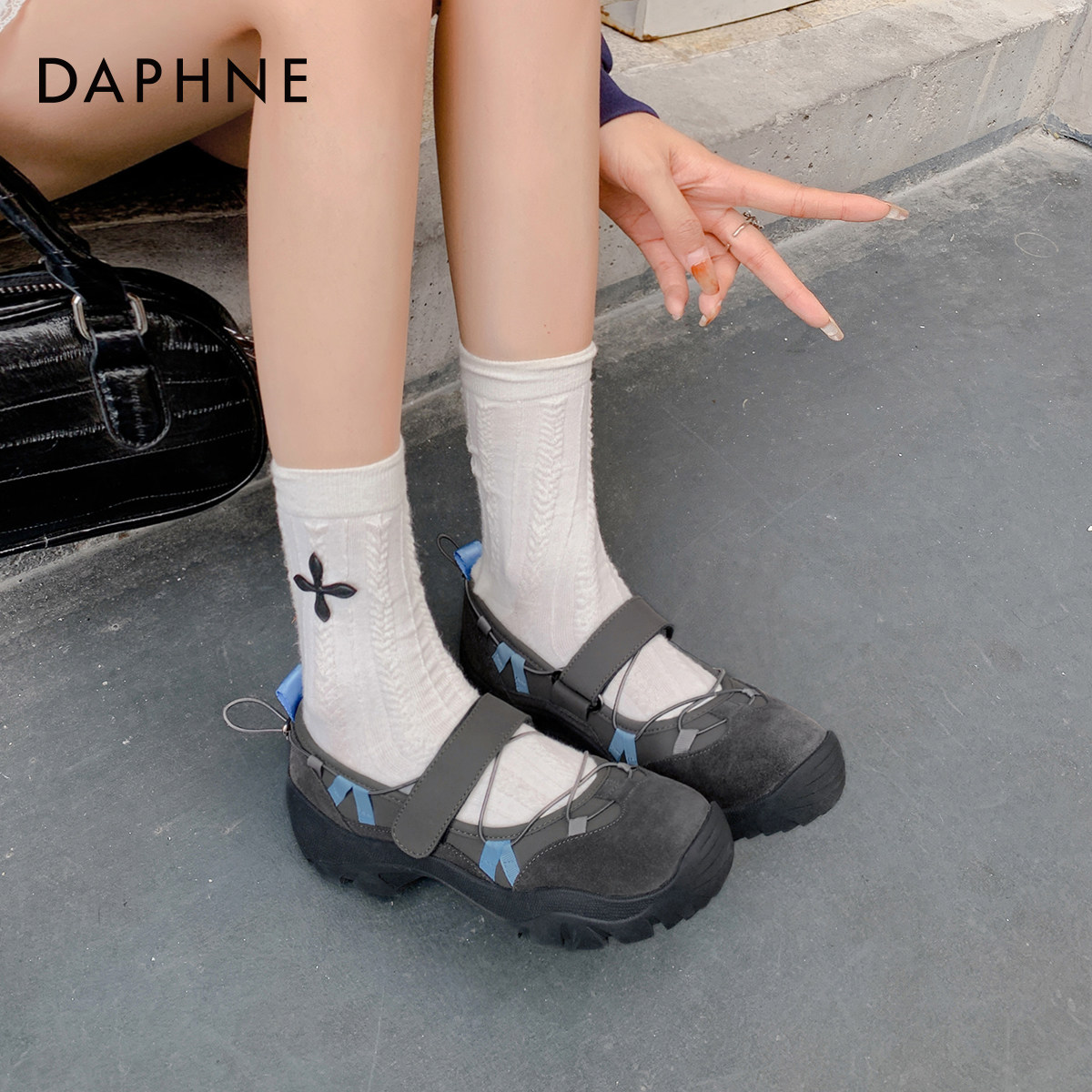 达芙妮单鞋女2026新款春季机能风芭蕾鞋玛丽珍鞋皮鞋魔术贴运动鞋,女鞋,浅口单鞋,淘宝优惠券,粉丝福利购,淘宝优惠卷