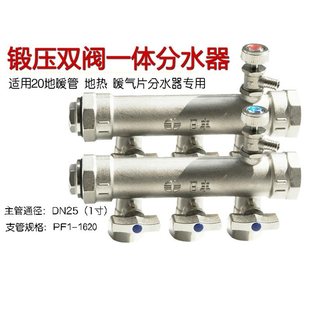 分集水器锻压一体全铜家用水管器4分地暖管进回水过滤阀全套