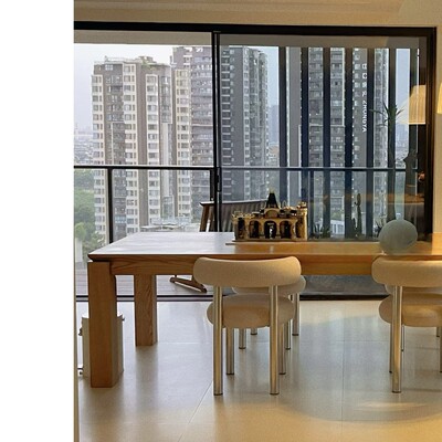 北欧实木餐桌书桌办公长桌子白蜡木原木设计师工作台家用日式简约