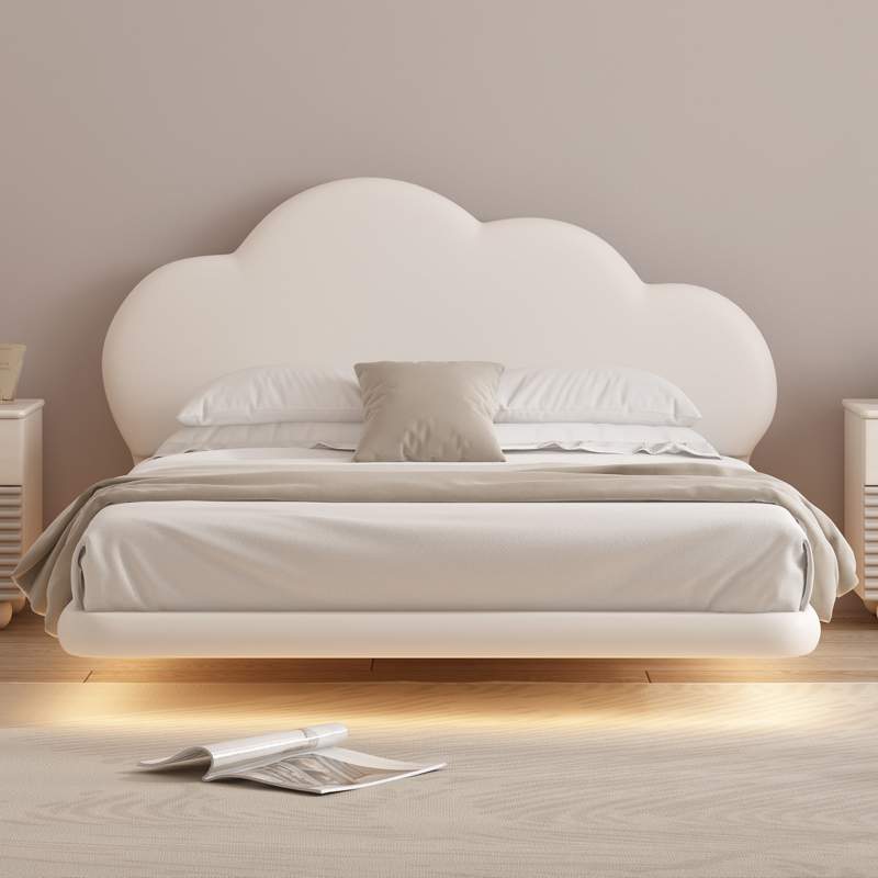 法式奶油风儿童悬浮床女孩公主床儿童房小孩单人床男孩1米2云朵床