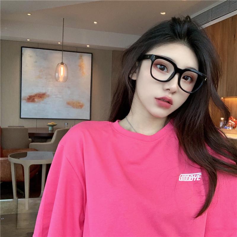 夏中n长版T恤女港风韩色版字母印花红下衣2584失踪短袖is上衣欧货
