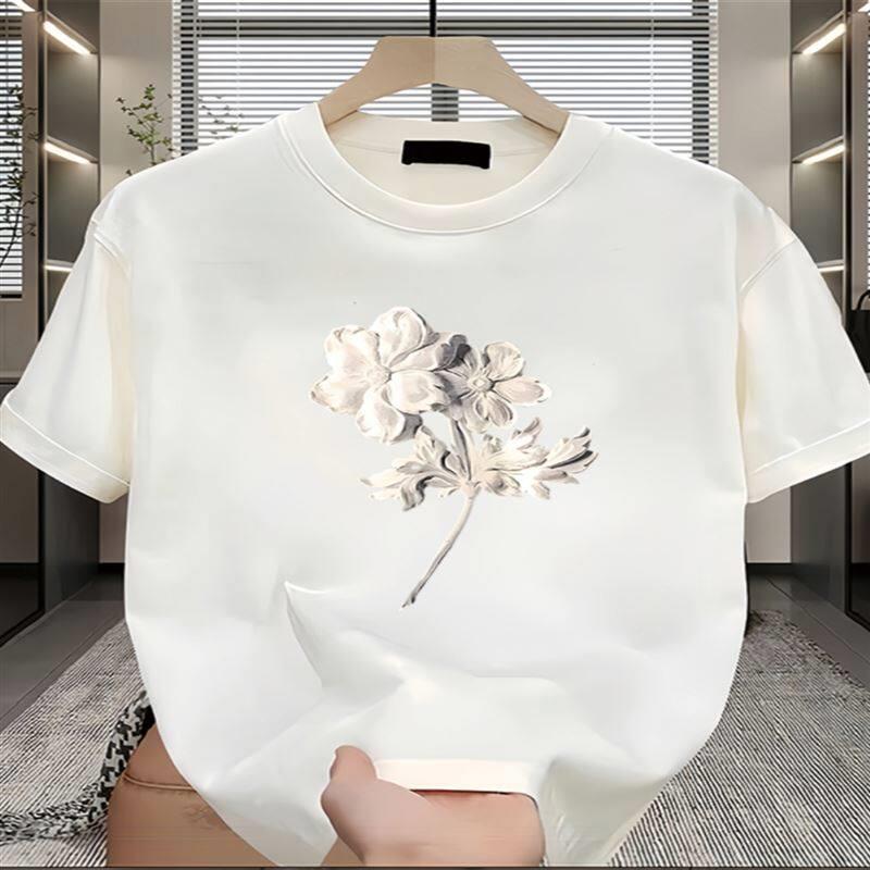 欧洲站~出潮男魅力!重磅棉男印纯短花百搭袖设穿计感潮轻QNM奢圆