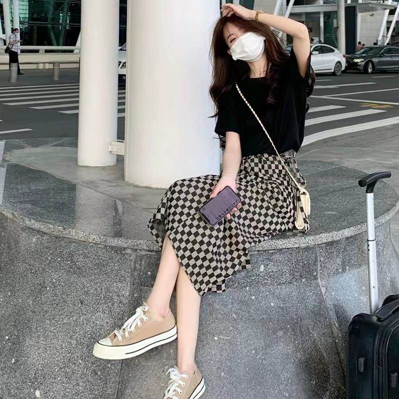 欧洲站2025夏季新款时尚休闲套装女盐系高级感上衣半身裙两件套女