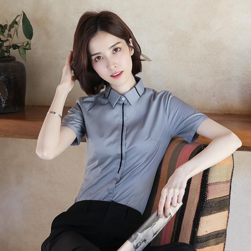 欧洲站短袖白衬衫女设计感小众时尚洋气2025年夏季薄款气质职业装