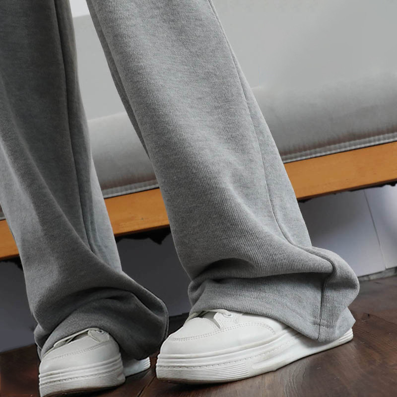 灰色阔腿裤女秋冬新款高腰运动裤宽松高个子直筒加长加绒拖地裤子