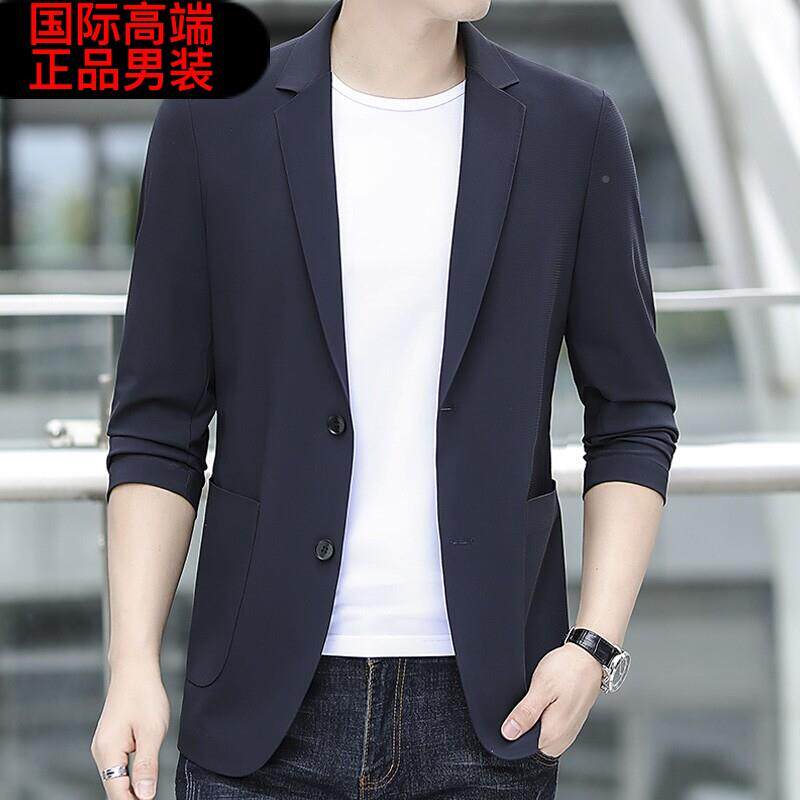 夏季薄防TVJ衣晒款西服装男上冰丝春夏休闲小西单西外套单件层高