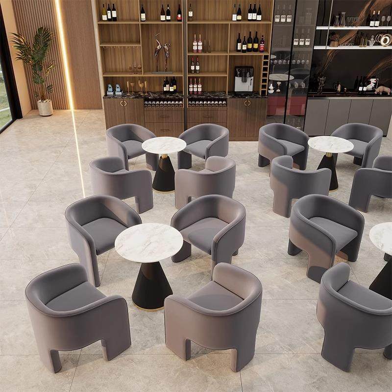 洽谈桌椅组合商务接待会客房间咖啡厅酒店岩板轻奢一桌四椅