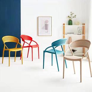 塑料椅户外休闲阳台靠背椅家用餐桌椅餐椅会议接待椅子轻奢风