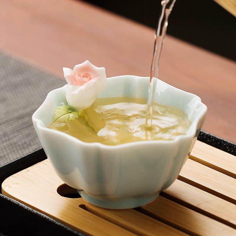 一cb-0001品杯仟堂陶瓷杯主杯人杯单杯捏花女士个人专用品茗茶子